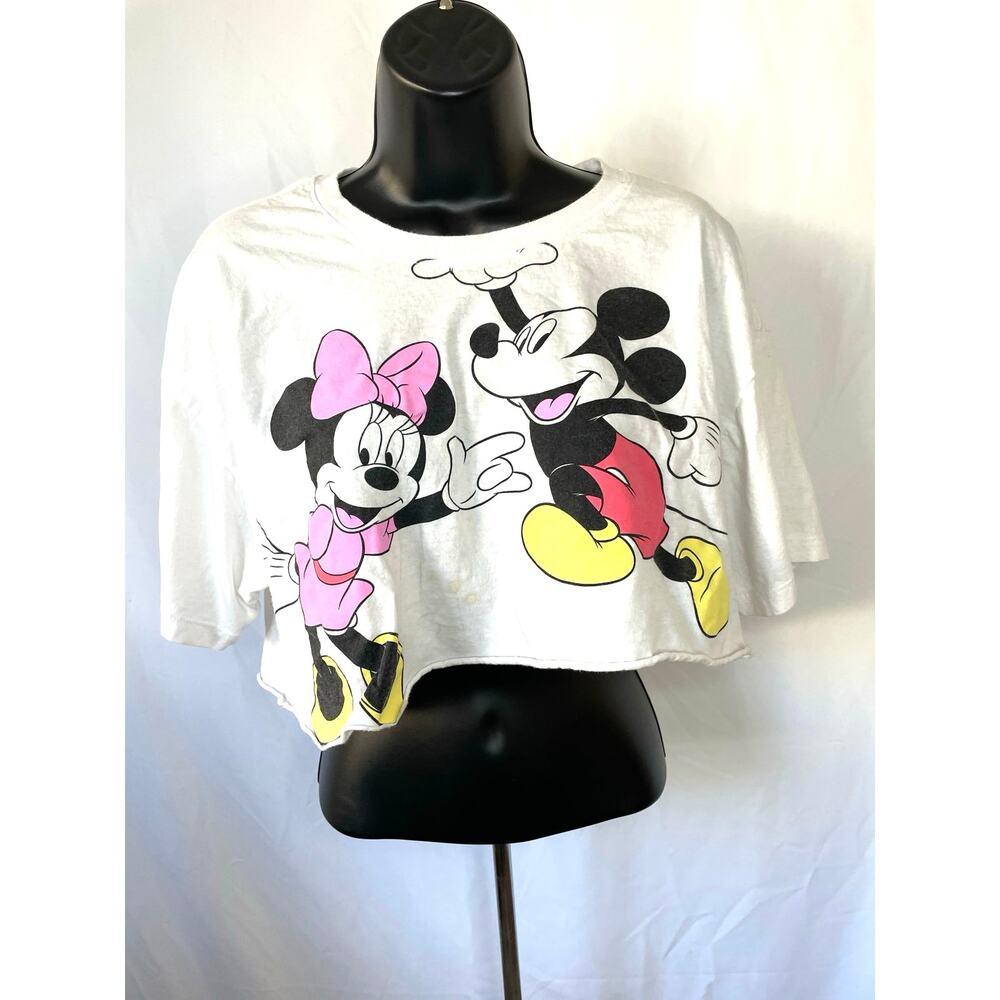 Disney Mickey & Friends Crop Top Tee White Size L